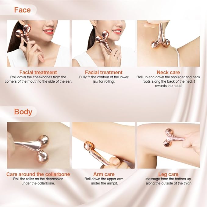 3D Face Roller Metal Facial Massager Face Sculpting Gua Sha Massage Tool - Image 6
