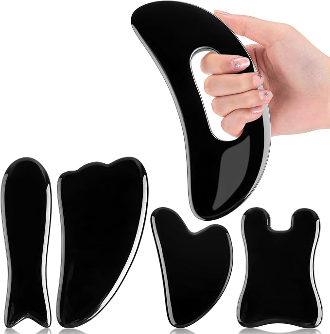 Treela 5 Pcs Gua Sha Facial Tools Set and 1 Pcs Body Gua Sha Massage Tool by Treela