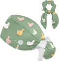 Scrub Caps Women Ponytail Cute Pink and White Leaves Caps Bouffant Working Hat by Unknown