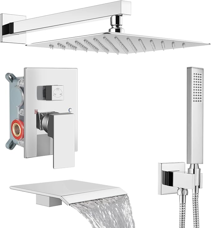 Midanya Shower System with Tub Spout, Bathtub Shower Faucet Set with Square by Midanya