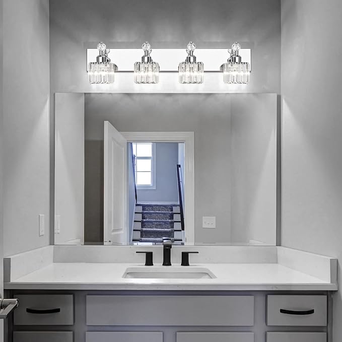 PRESDE Crystal 4 Light Bathroom Vanity Lights Chrom Vanity Light - Image 2
