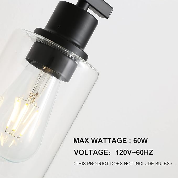 Bathroom Vanity Light Fixtures, 3-Light Matte Black Bathroom Lights, Wall - Image 5