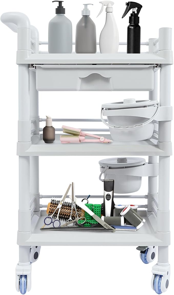 Salon Storage Cart, 3 Tier Rolling Beauty Organizer by MUSESPANI