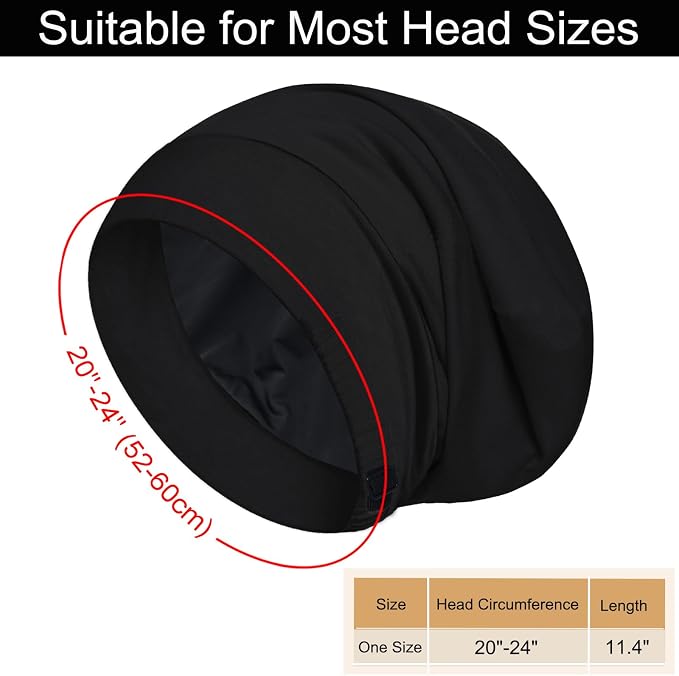 Sleep Cap Bonnet for Sleeping, Adjustable Cooling Ice Silk Lined Hair Bonnets - Image 5