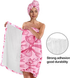 Pink Bow Bath Wrap with Hair Drying Cap – Soft Microfiber Quick Dry Shower - Image 4