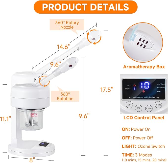 Ozone Facial Steamer, Portable Nano Ionic Face Steamer - Image 2