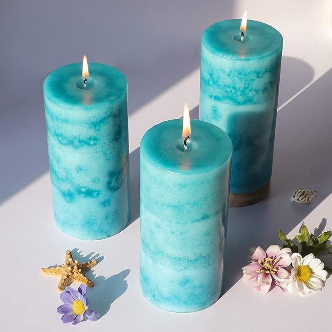 Pillar Candles Ocean Breeze Scented 3x6 inch Long-Lasting Clean Burning Candle - Image 2
