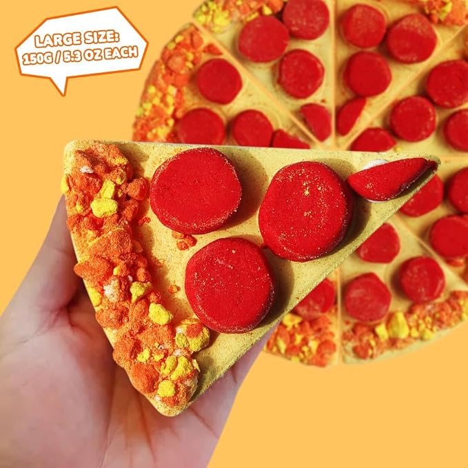 HZEX Pizza Bath Bombs Set of 8 Slices – Large Fizzies - Image 3