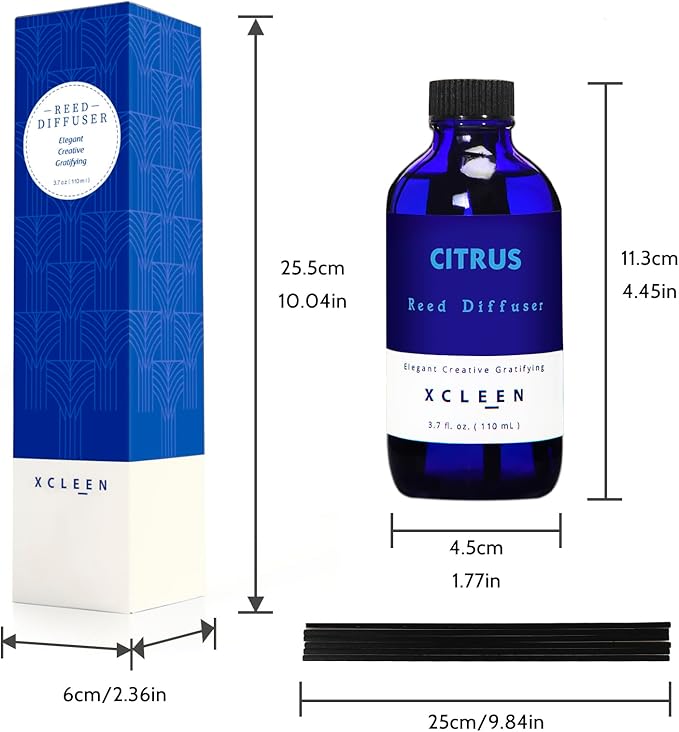 Xcleen Citrus Scented Reed Diffuser, Lime & Lemon Oil Reed Diffuser, Real - Image 2