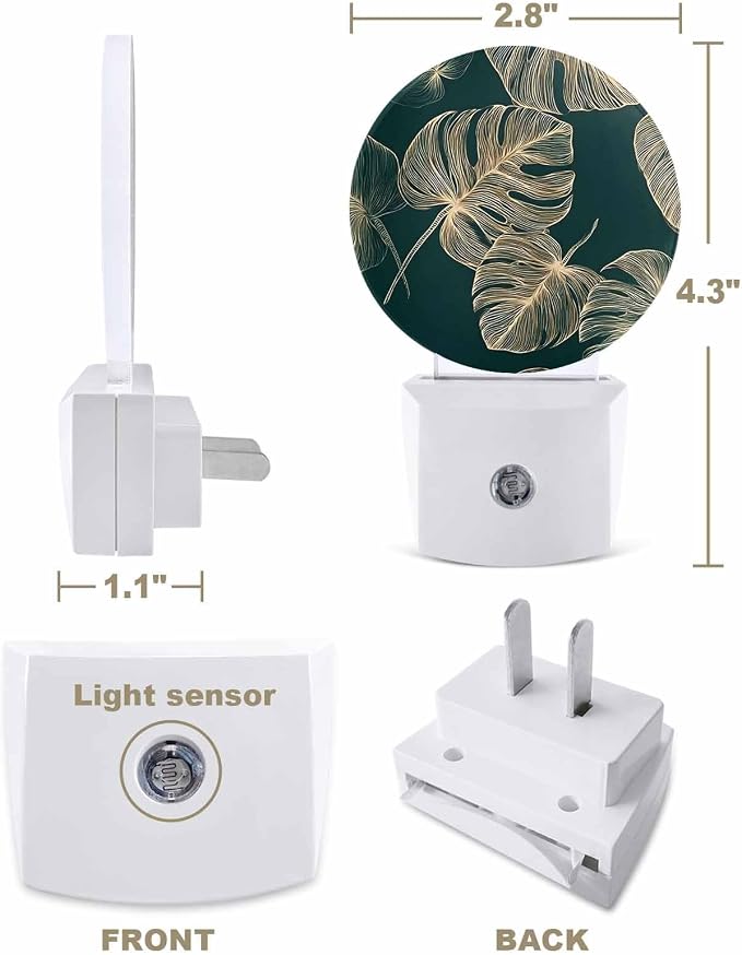 Night Lights Auto Sensor Golden Palm Leaves Night Light Summer Tropical - Image 2