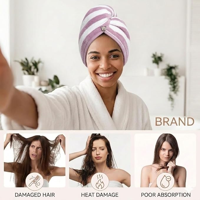 3 Pack Microfiber Hair Towel Wrap - Image 8