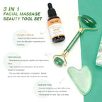NEUTRIHERBS Jade Gua Sha & Face Roller & Vitamin C Serum Facial Tool Set - Image 5