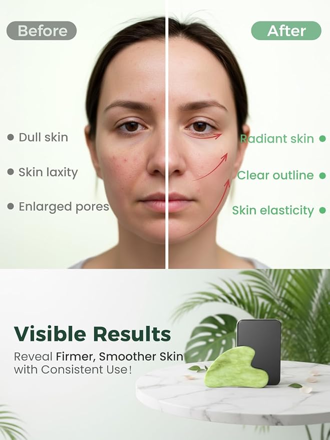Gua Sha Facial Tools, Natural Jade Stone Guasha Tool - Image 6