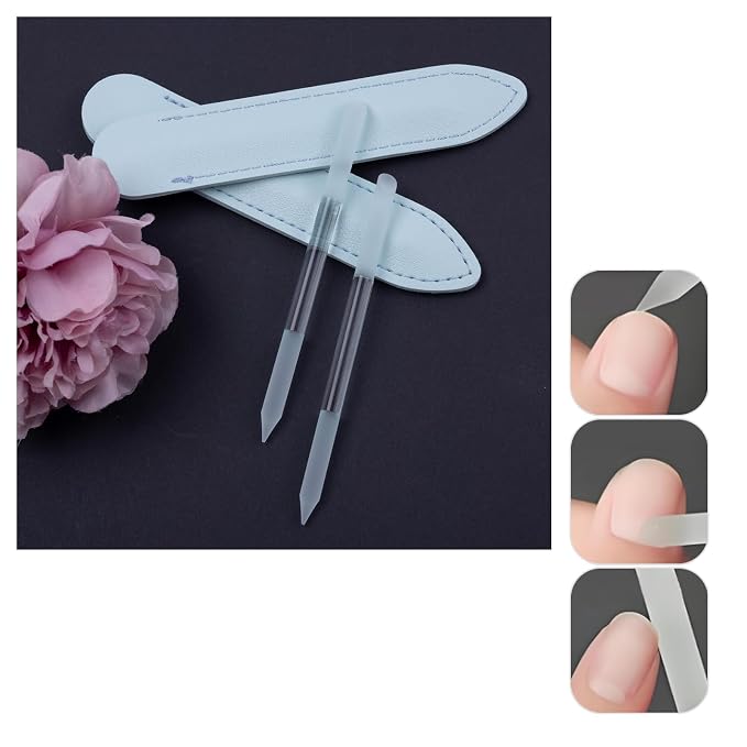 2 Pcs Transparent White Glass Cuticle Pusher Tool - Image 5