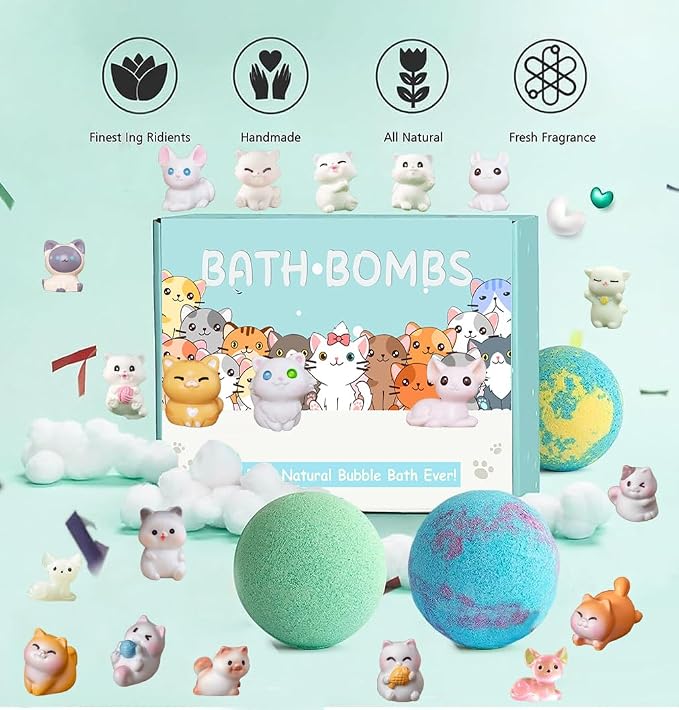 Kids Bath Bombs with Surprise Inside, 20 Pack Bring Dog and cat Toys Gift Set - Image 6