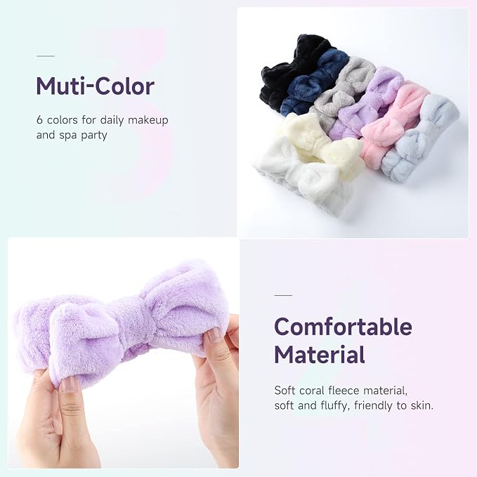 WSYUB Spa Headband, Headband for Washing Face, Shower Skin Care Fluffy Stocking - Image 4
