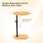 Bamboo Bathtub Side Table, 360° Swivel Height Adjustable Freestanding Bath - Image 2
