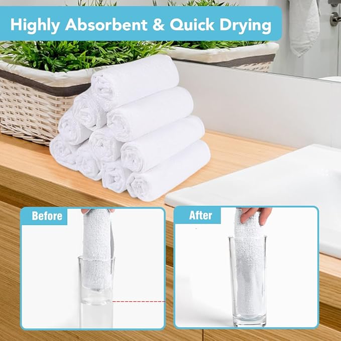 Orighty Washcloths Towels Set 10 Pack, Highly Absorbent and Soft Feel - Image 3