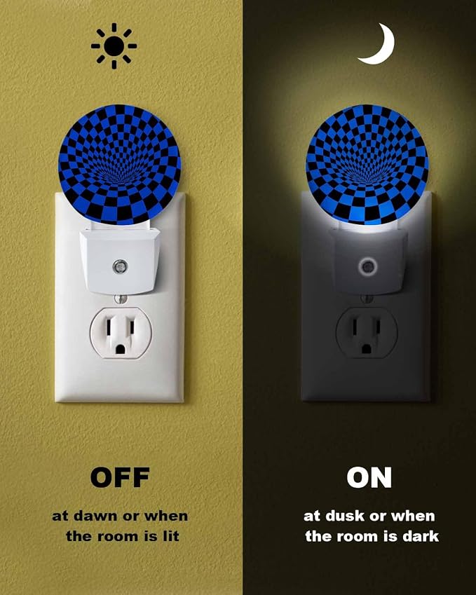 Night Lights Auto Sensor Blue Black Checker Night Light 3D Abstract Mosaic - Image 6