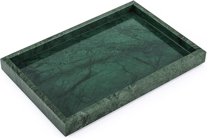 Marble Bathroom Vanity Tray, Natural Luxury Vanity Home Kitchen Bathroom Table by HESHIBI