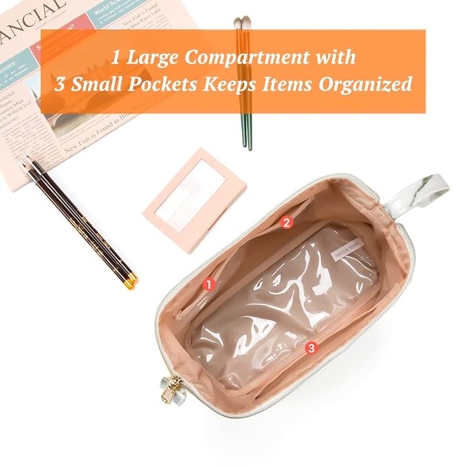 OCHEAL Small Marble Makeup Bag, Small Cosmetic Bags - Image 3