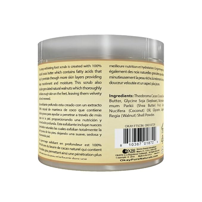 OKAY All Natural Cocoa Butter Foot Scrub, 6 Ounce - Image 3