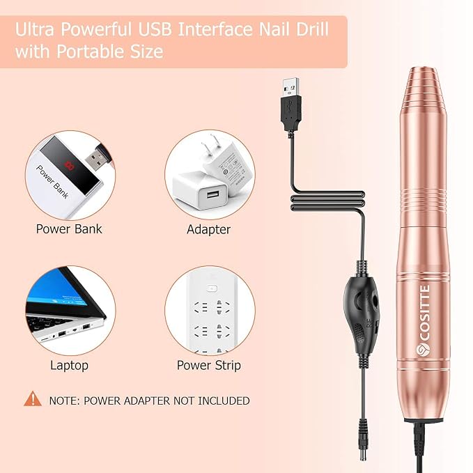 COSITTE Electric Nail Drill, USB Electric Nail Drill Machine - Image 2