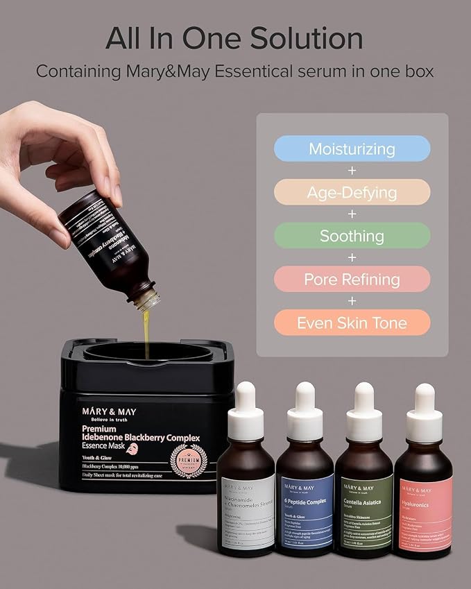 Mary&May Premium Idebenone Blackberry Complex Essence Mask – Bamboo Charcoal - Image 3
