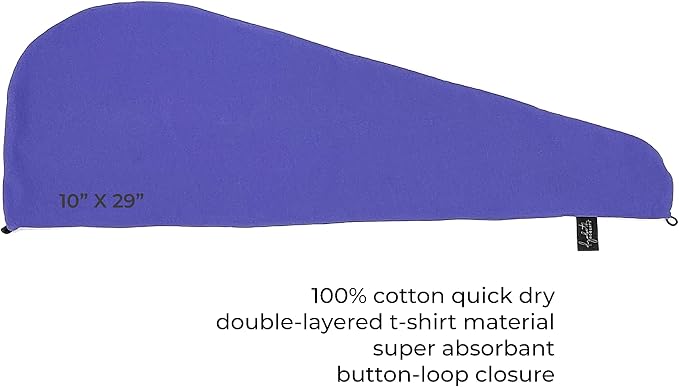 Elizabeth Roberts 100% Cotton T Shirt Hair Towel Wrap Plopping Essential Turban - Image 3