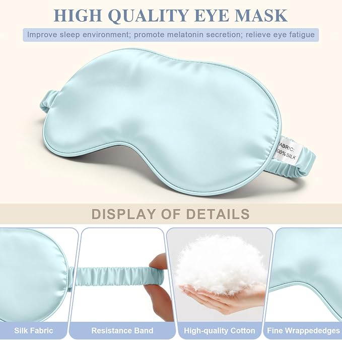 Silk Sleep Mask, Eye Mask for Sleep Women Men, Mulberry Sleeping Mask - Image 4