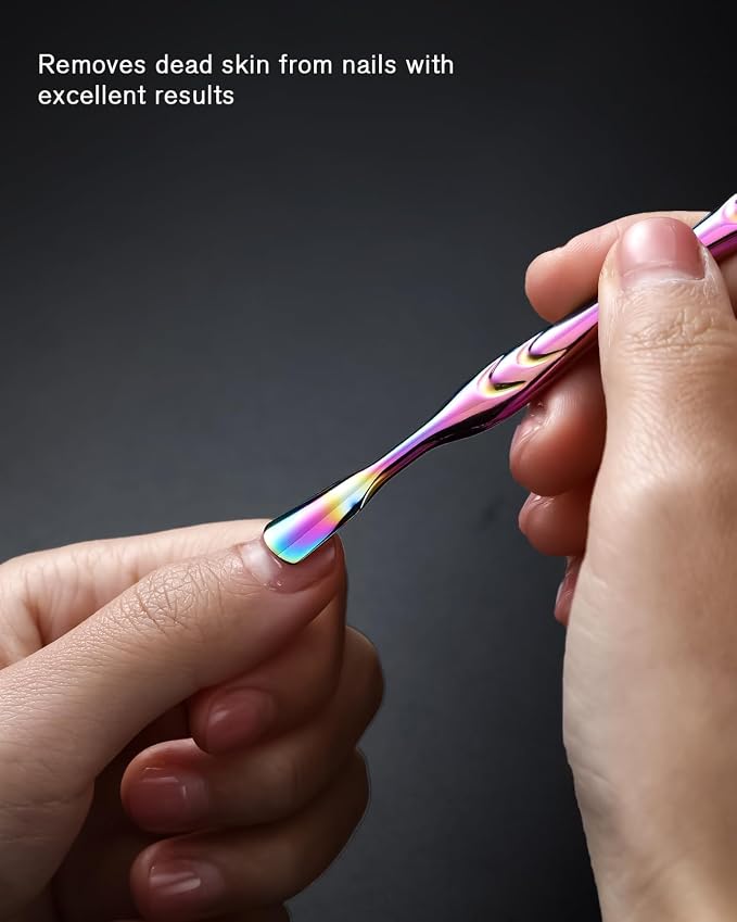 FERYES Cuticle Pusher with Fork, 2-in-1 Cuticle Trimmer Nail Care Tool - Image 5