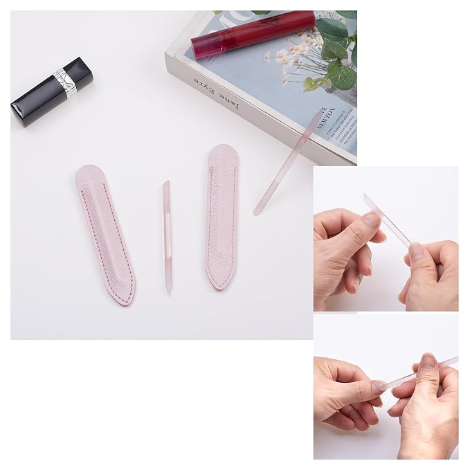 2 Pcs Transparent Pink Glass Cuticle Pusher Tool - Image 5