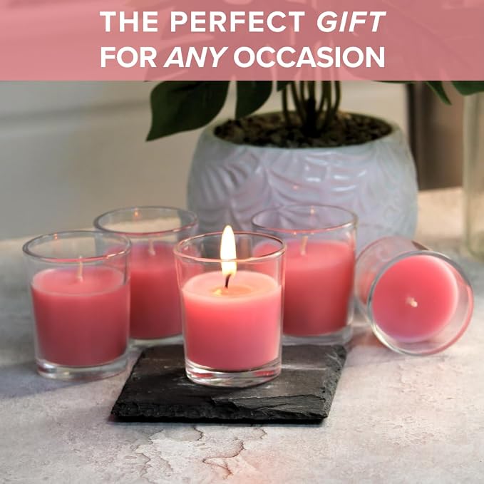 Simply Soson Scented Votive Candles, Bulk Set of 24 Pink Rose Small Candles Bulk - Image 5