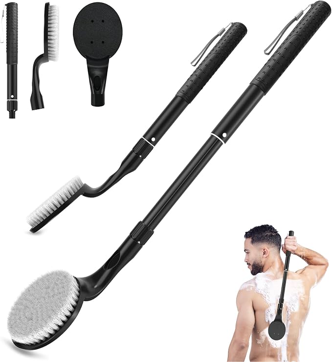 Back Scrubber Anti Slip for Shower, 25.7” Telescopic Back Bath Brush for Shower by BTideas