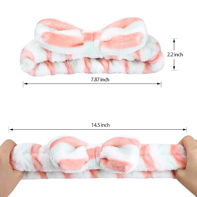 Hishexin 8 Pack Spa Headbands for Women, Soft Bow Skincare Headband for Washing - Image 2