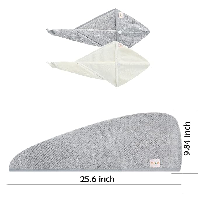 M-bestl 2 Pack Hair Towel Wrap, Absobent Hair Drying Towel - Image 6
