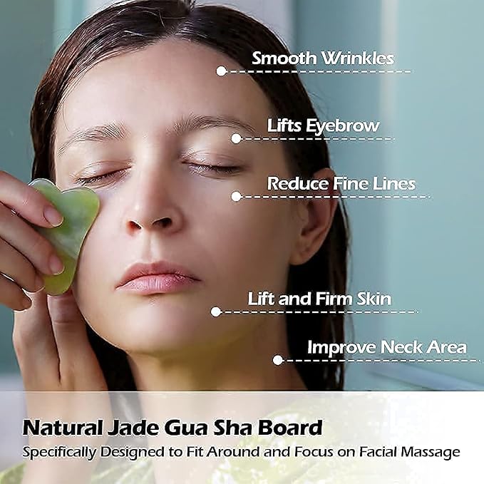 Jade Roller & Gua Sha Set – 100% Natural Jade Stone Face Massager | Cooling - Image 7