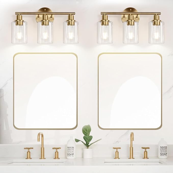 Zarbitta 3-Light Bathroom Light Fixtures, Brushed Brass Bathroom Wall Lights - Image 5