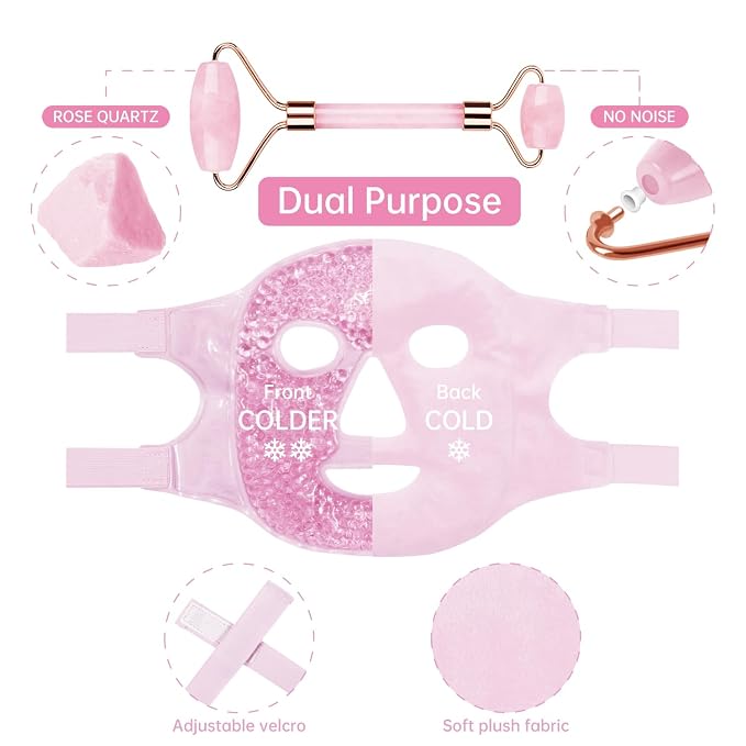 ZNÖCUETÖD Ice Face Facial Jade Roller and Ice Face Mask Cold Cooling Gel Mask - Image 7