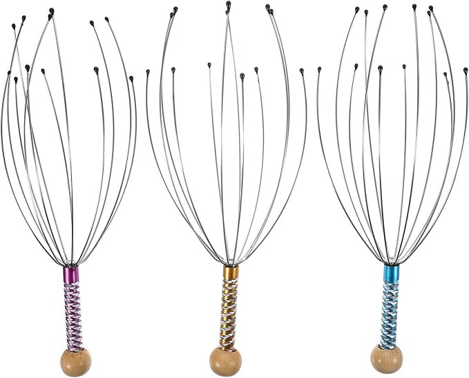 rosenice Scalp Massager Hand Held Therapeutic Head Scratcher Steel Wire Head by rosenice