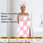 Checkered Bath Wrap Set with Hair Turban, Spa Towel Wrap, Towel Robe - Image 3