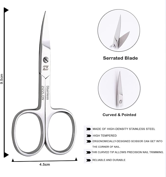 Nail Scissors Curved Micro Serrated Stainless Steel Eyebrow Scissors - Image 5