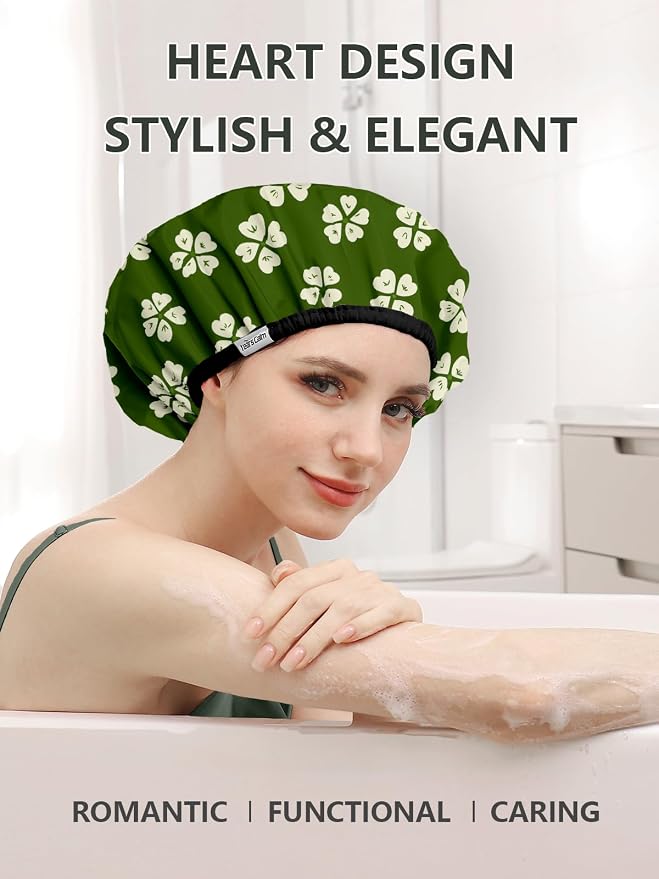 Years calm Shower Caps for Women Reusable Waterproof, Double Layer Waterproof - Image 5