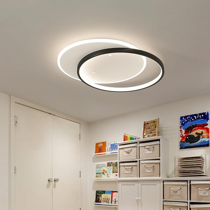 Shine LUEST Modern LED Ceiling Light Fixture Black Semi Flush Mount Light - Image 8