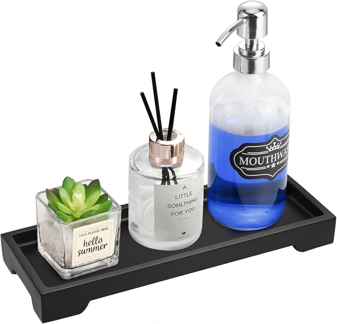 Luxspire Bathroom Vanity Tray, Resin Black Bathroom Tray Toilet Tank Tray by Luxspire