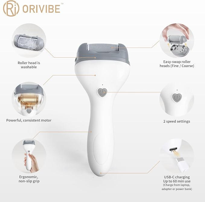 Electric Callus Remover for Feet – 2 Speeds, Fine & Coarse Rollers, USB-C - Image 5