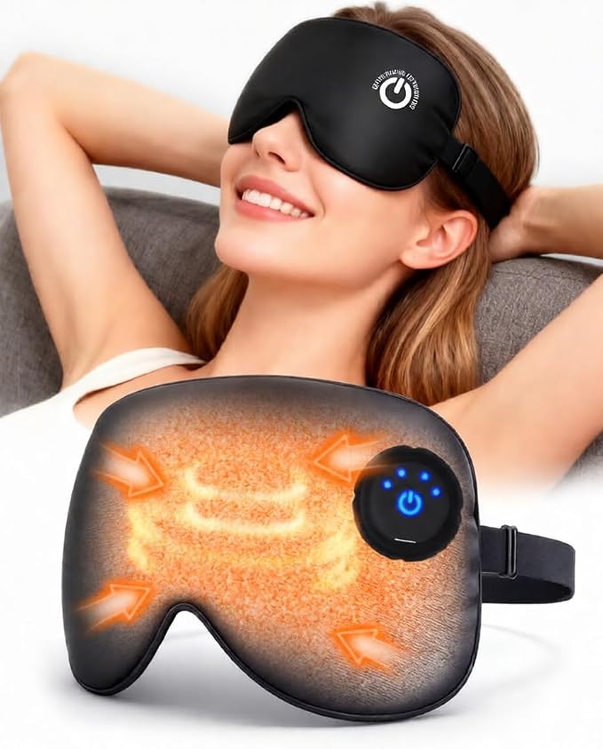 Heated Eye Mask FSA- HSA Eligible Cordless Pure Mulberry Silk Eye Mask by Fisherfans