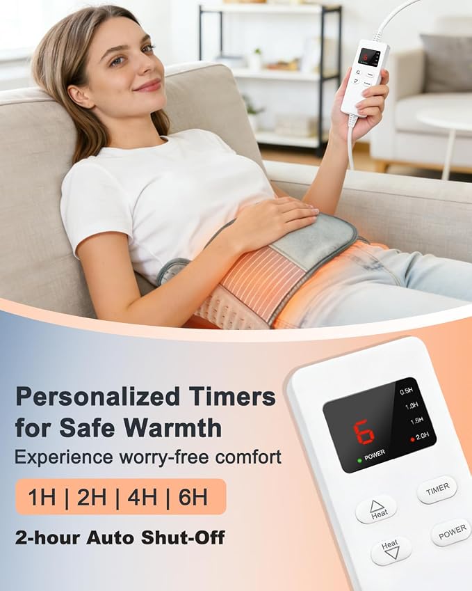 Heating Pad for Back Pain Relief, 4 Timers & 6 Temperatures, Auto Shut-Off - Image 6