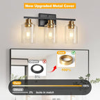 Unicozin 3 Light Bathroom Light Fixtures, Modern Vanity Lights Over Mirror - Image 4