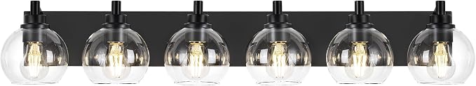 Bathroom Light Fixtures, 6 Light Matte Black Vanity Light, 38 Inch Modern Wall by Metwet